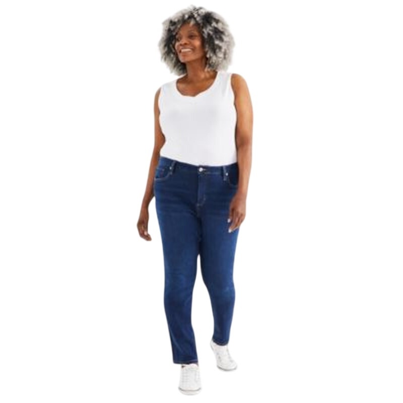 Style & Co. Women's Plus Size Mid-Rise Slim-Leg Stretch Jeans in Zach Blue Wash