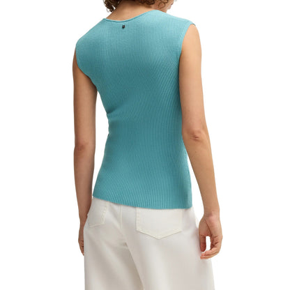 Hugo Boss Women's Fobertino Rib Top in Bright Algae Blue