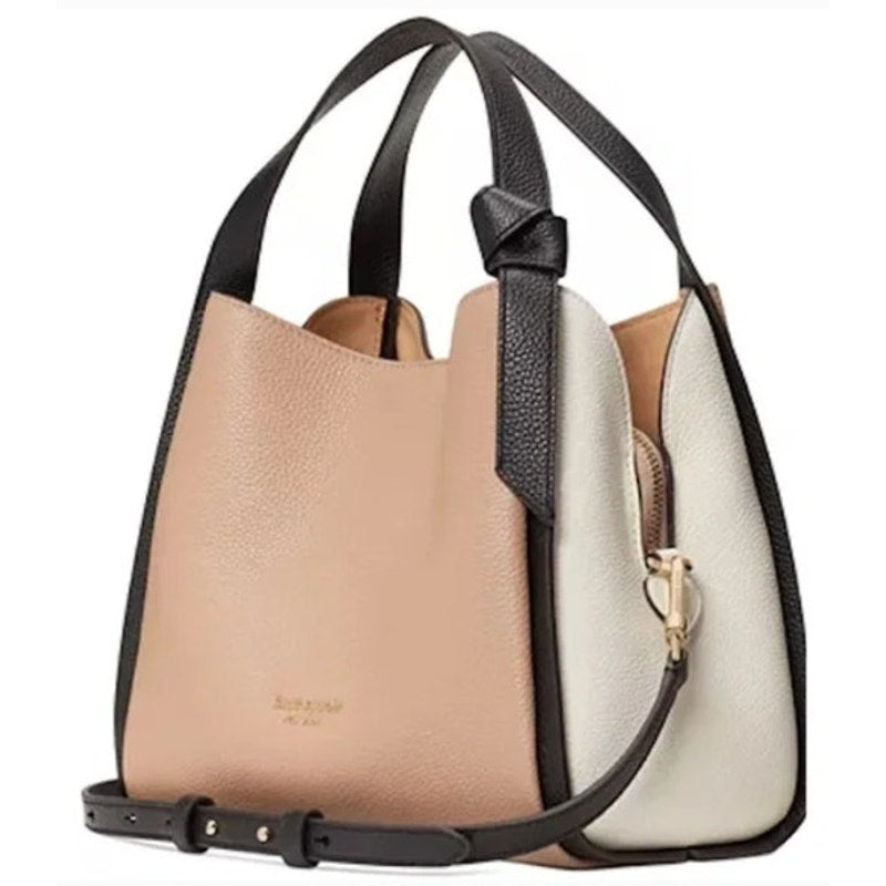 Kate Spade Ladies "Knott" Tan & Cream Colorblocked Medium Dual Handle Bag