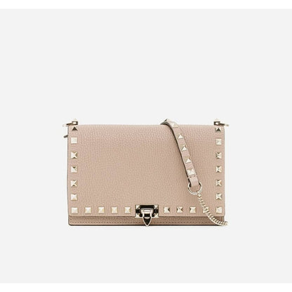 Valentino Rockstud Mini flap Bag In Beige