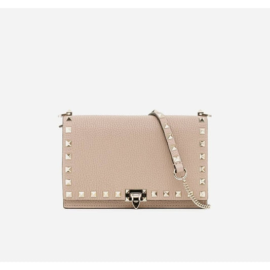 Valentino Rockstud Mini flap Bag In Beige