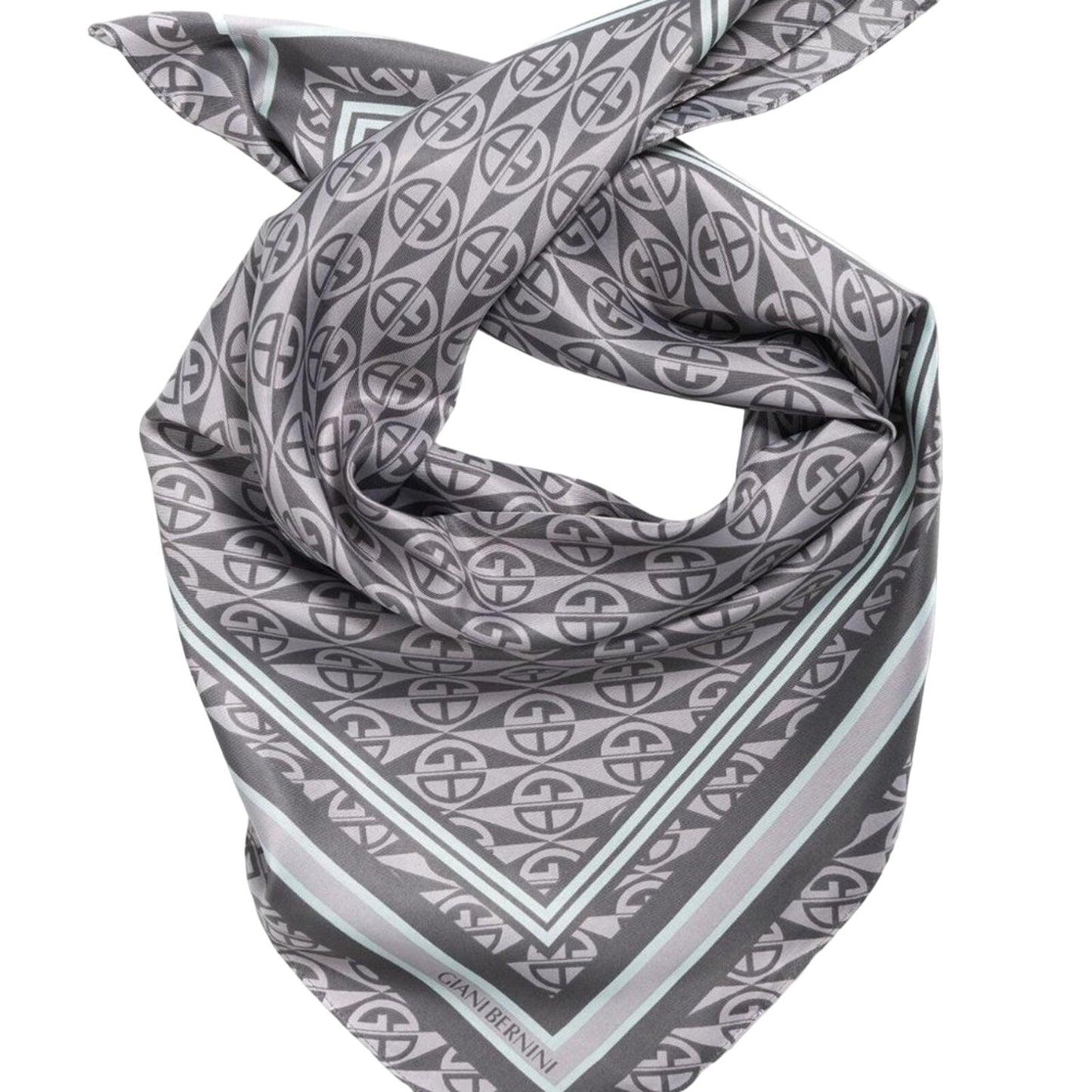 Giani Bernini Light Gray Bandana w/ Dark Gray & Teal Pattern, One Size, NWT!