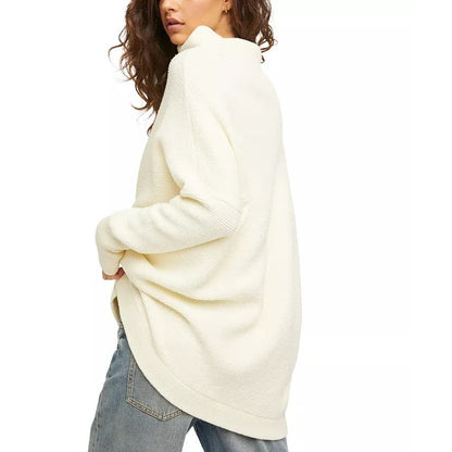 FREE PEOPLE Ottoman Ribbed Tunic Sweater In Ecru