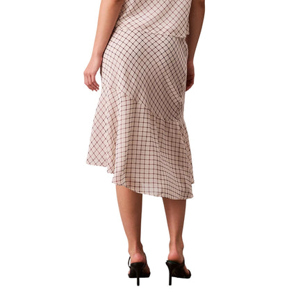 Calvin Klein Women's Printed Chiffon Midi Skirt In Port Cream