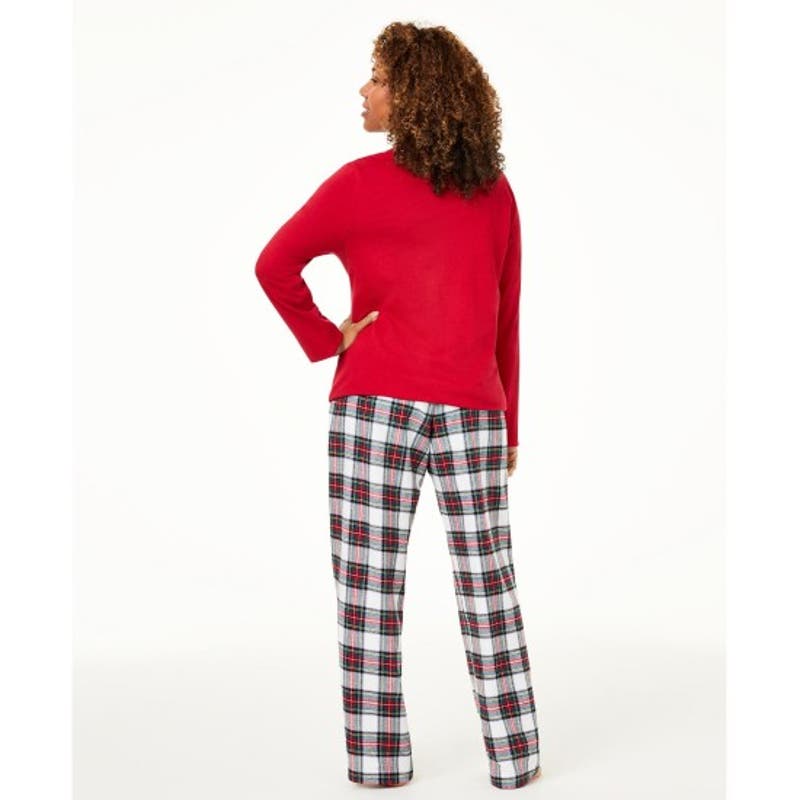 Family Pajamas Matching Women’s Mix It Stewart Plaid & Red Pajama Set, Size XL