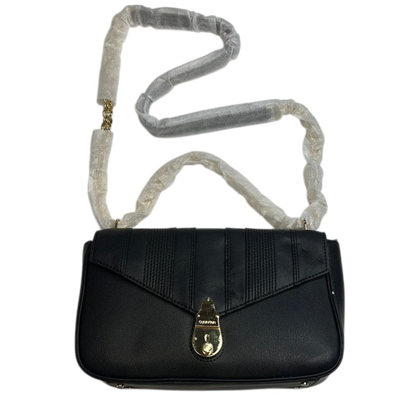 Calvin Klein Black Linear Quilted Leather Crossbody Bag, Gold Hardware, NWT