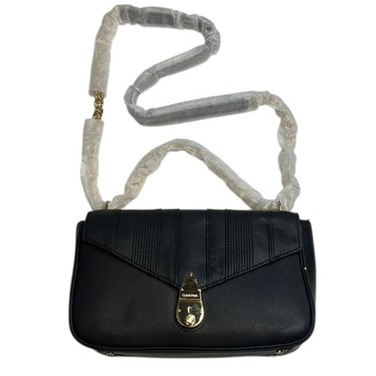 Calvin Klein Black Linear Quilted Leather Crossbody Bag, Gold Hardware, NWT