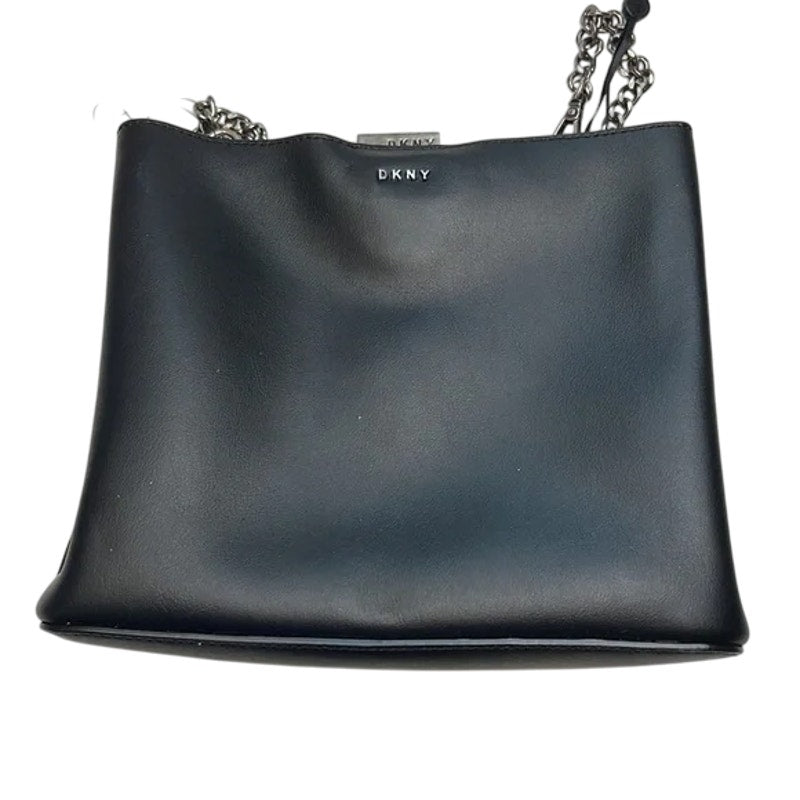 DKNY Farrah Leather Bucket Bag, White & Black Dual Tone Snap Closure Bag
