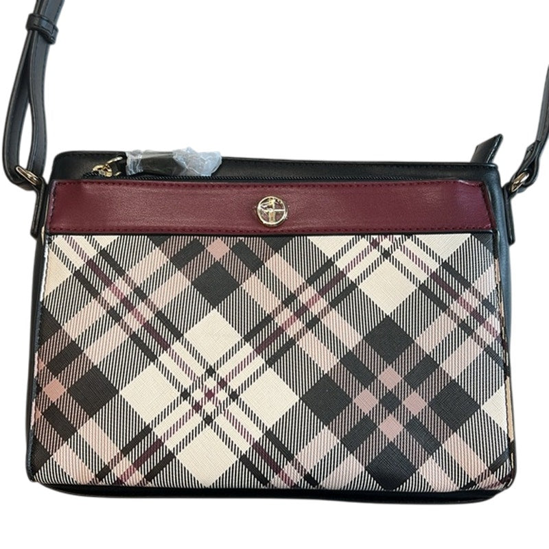 GIANI BERNINI Multi Plaid Convertible Crossbody In Deep Cherry Red Multi