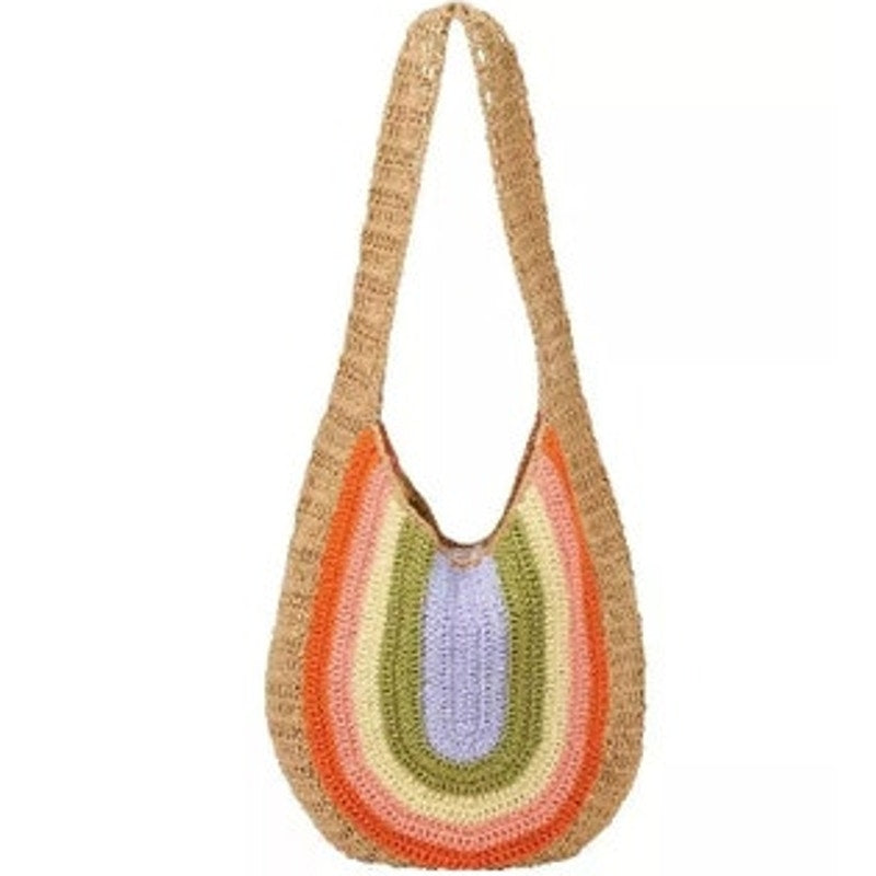 Urban Originals Crochet Rainbow Valley Hobo Bag, NWT