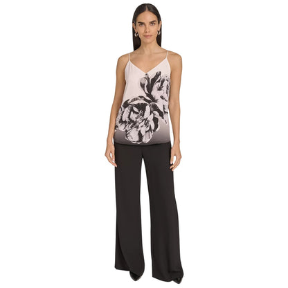 Calvin Klein Women's Floral Printed Strappy Cami in Black White Multi