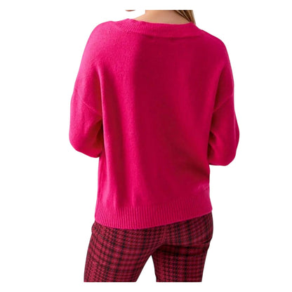 Sanctuary Women's Easy Breezy V-Neck Pullover Sweater In Flash Pink