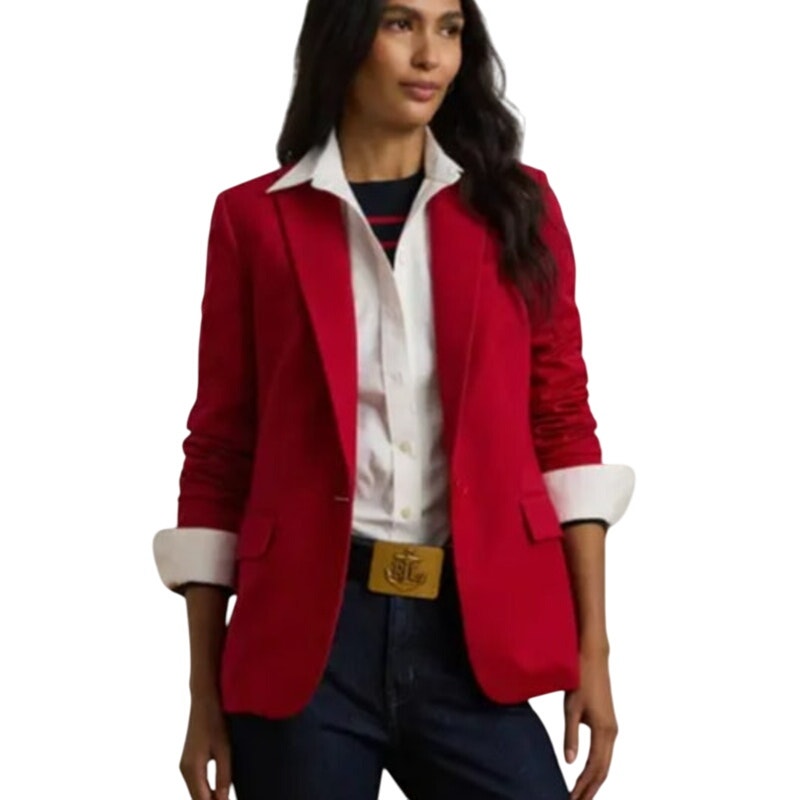 Ralph Lauren Women’s Red Blazer, 4 Faux Pocket Accents, Size 6