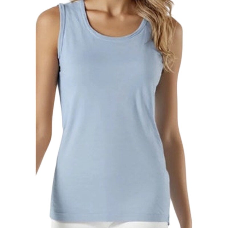 Three Dots Women's Crewneck Tank Top in Faded Denim Blue