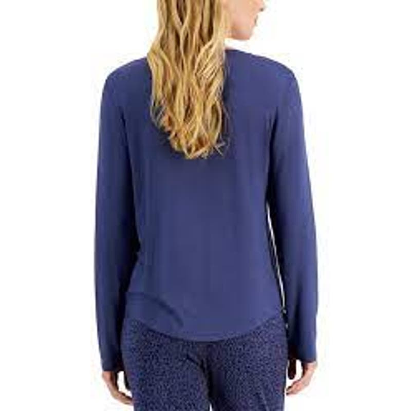 Alfani Ladies Deep Navy Blue Night Shadow Pajama Top