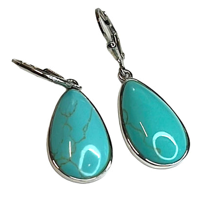 R. H. Macy Sterling Silver & Turquoise Teardrop Earrings