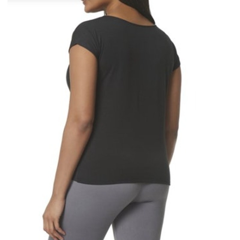 MNY Marc New York Ladies Knot Front V-Neck Top in Black