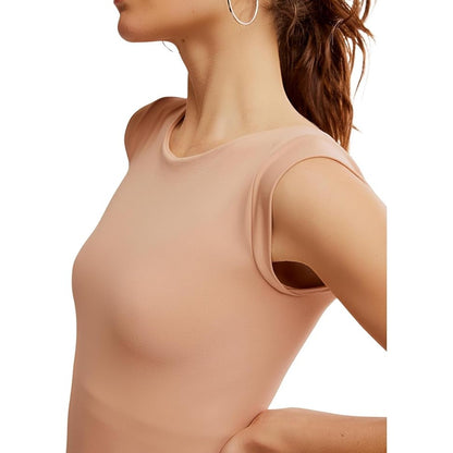 Free People Women's Clean Lines Boatneck Body in Tuscany Beige