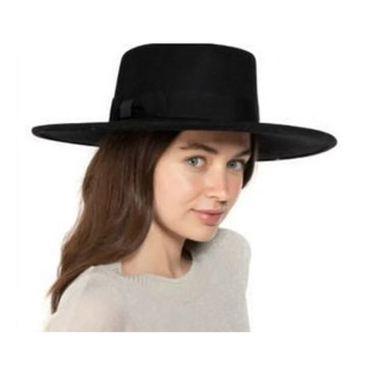 Nine West Black Suede Wide Brim Hat w/ Bow Detail, One Size, NWT! MSRP $98