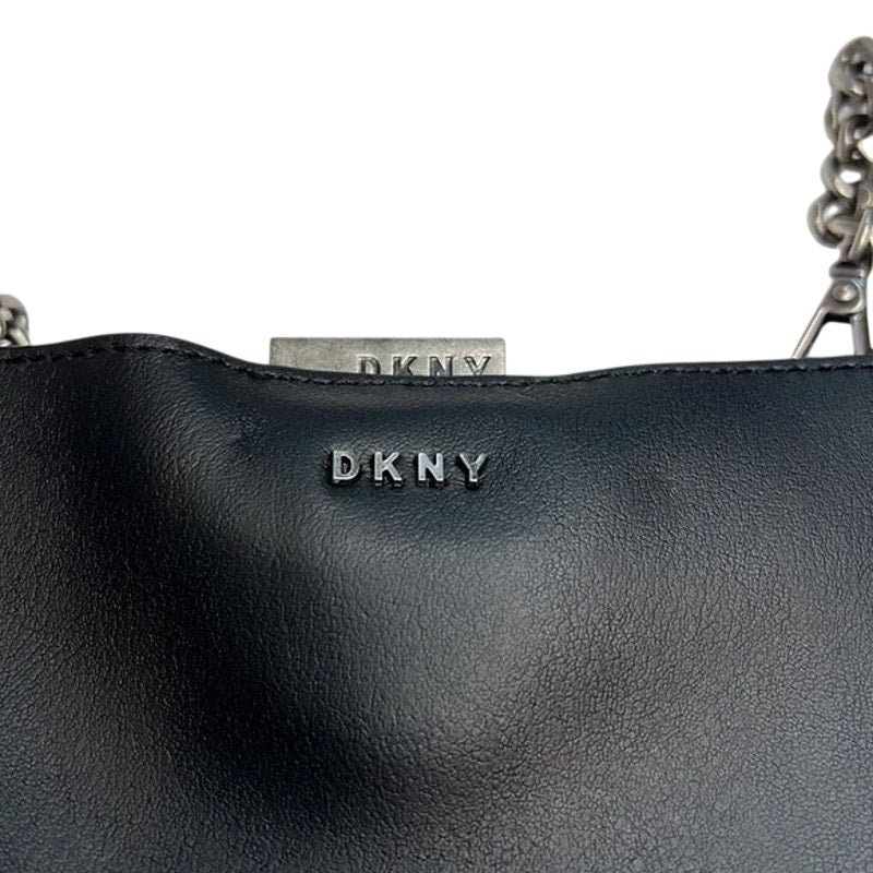 DKNY Farrah Leather Bucket Bag, White & Black Dual Tone Snap Closure Bag
