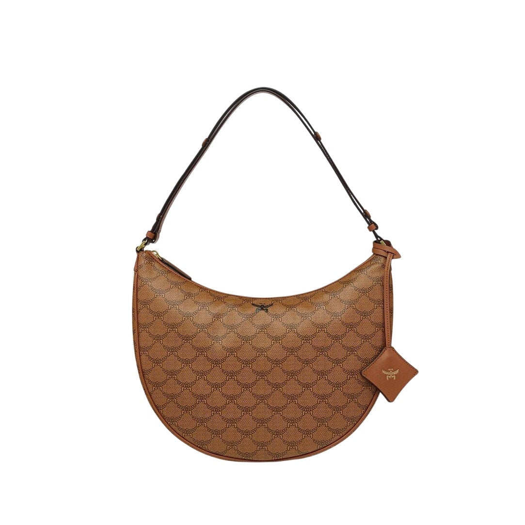 MCM Women's "Himmel" Ascending Moon Hobo Bag in Lauretos Brown Monogram