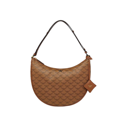 MCM Women's "Himmel" Ascending Moon Hobo Bag in Lauretos Brown Monogram