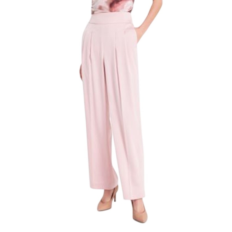 Bar III Women's High-Rise Wide-Leg Satin Pull-On Dress Pants in Desert Rose Pink