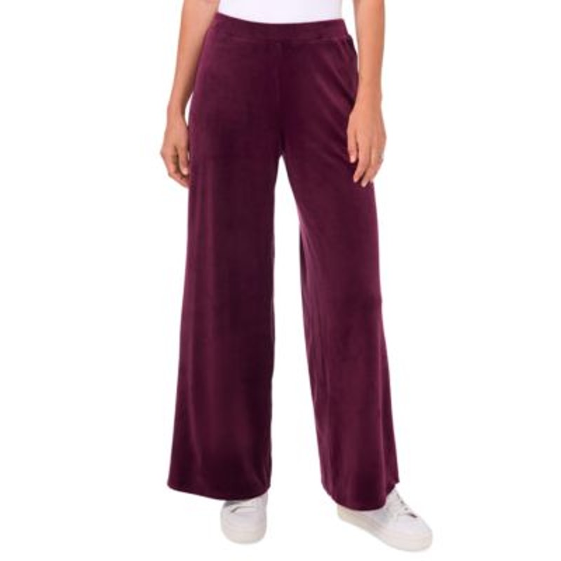 Vince Camuto Women's Velour Wide-Leg Pull-On Pants in Plum Noir Purple