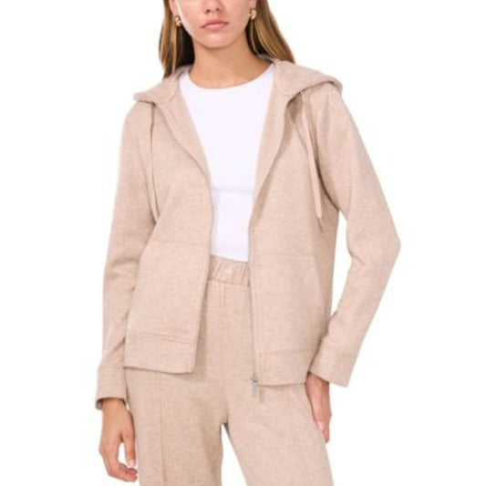 Vince Camuto Women's Brushed Knit Zip-Front Jacket in Dusty Oatmeal Tan