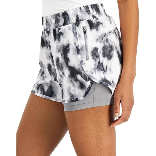 Ideology Mid Gray Storm Watercolor Athletic Shorts w/ Pockets, Size XXL, NWT!