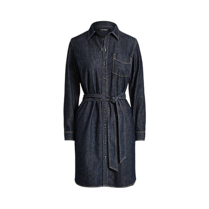 Lauren Ralph Lauren Women's Dark Rinse Denim Belted Midi Dress, Size XS