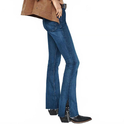 Free People Women's Level Up Mid-Rise Slit Ankle Jeans in Night Sky