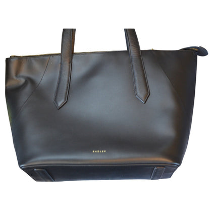 Radley London "Bruton Street" Large Zip-Top Leather Tote Bag in Black
