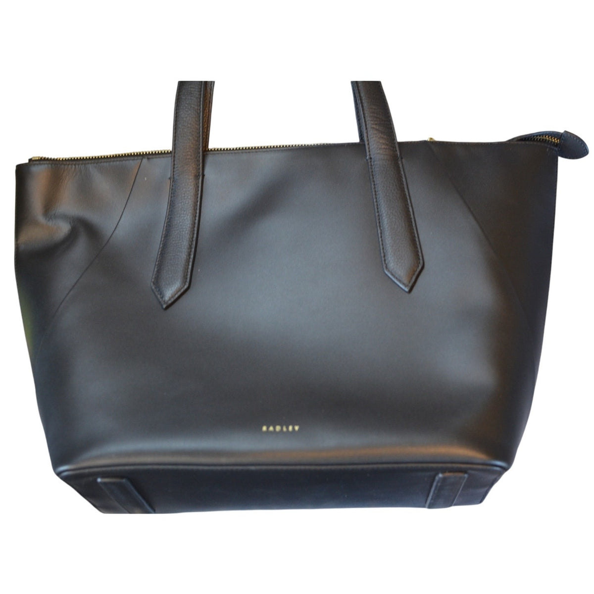 Radley London "Bruton Street" Large Zip-Top Leather Tote Bag in Black