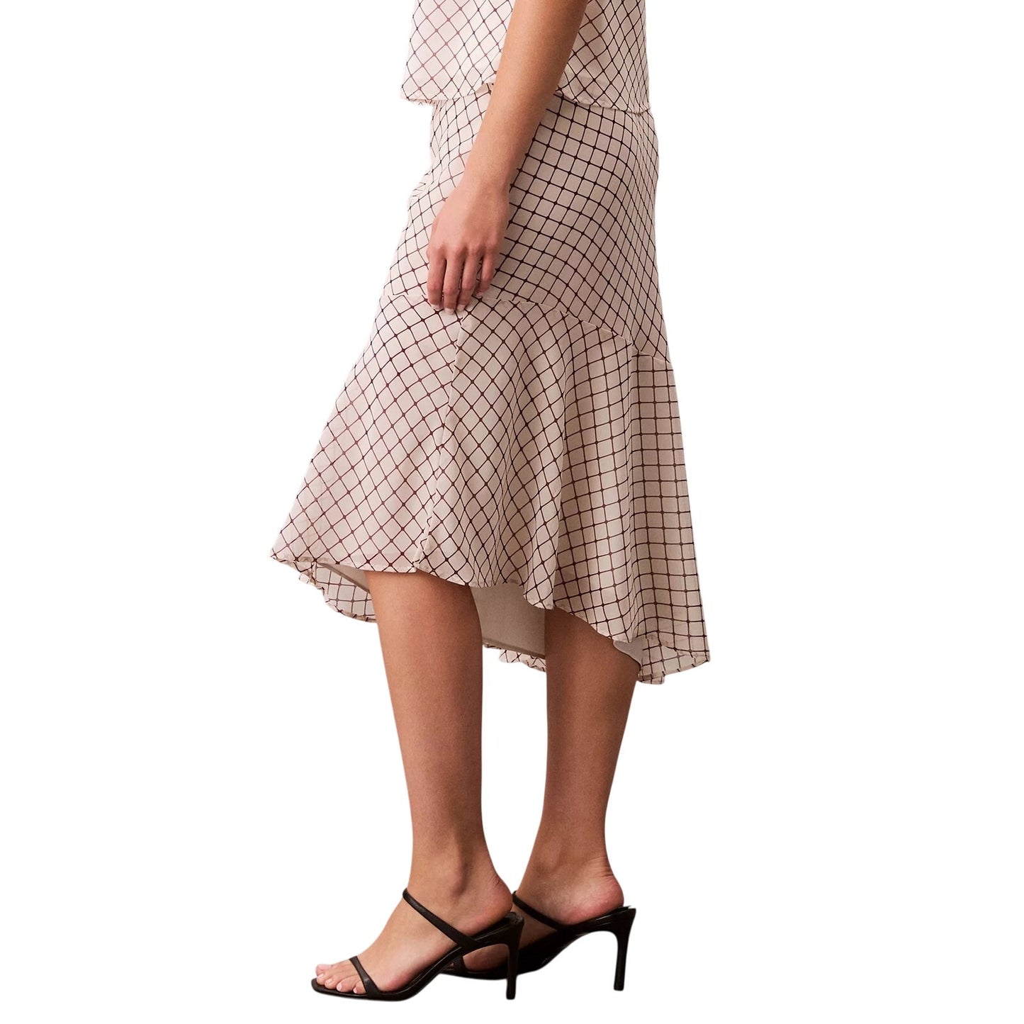 Calvin Klein Women's Printed Chiffon Midi Skirt In Port Cream