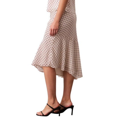 Calvin Klein Women's Printed Chiffon Midi Skirt In Port Cream