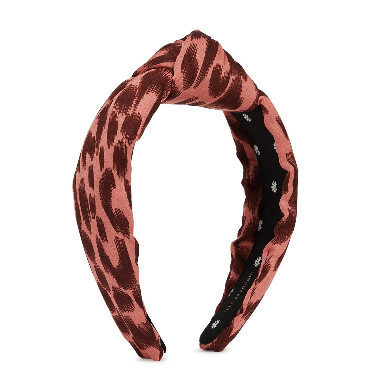 Lele Sadoughi Pink Leopard Print, Knotted Silk Headband