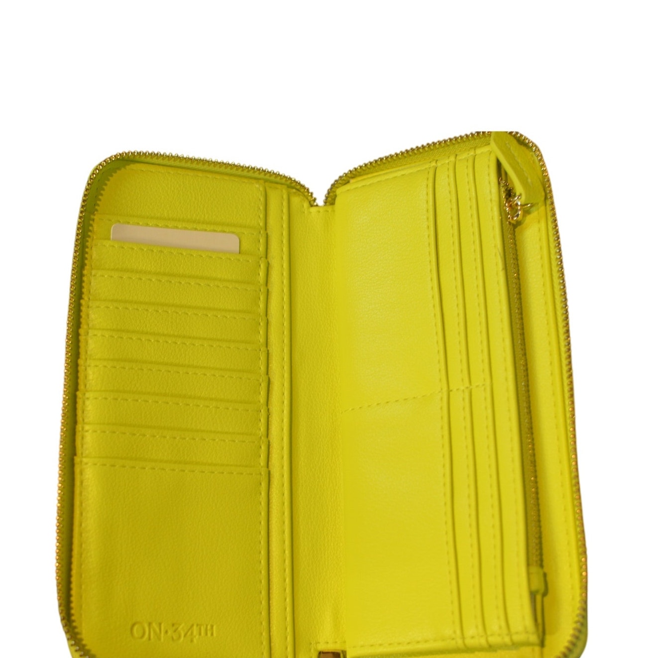 On 34th Women's "Angii" Zip Around Wristlet Wallet in Striped Yellow & White