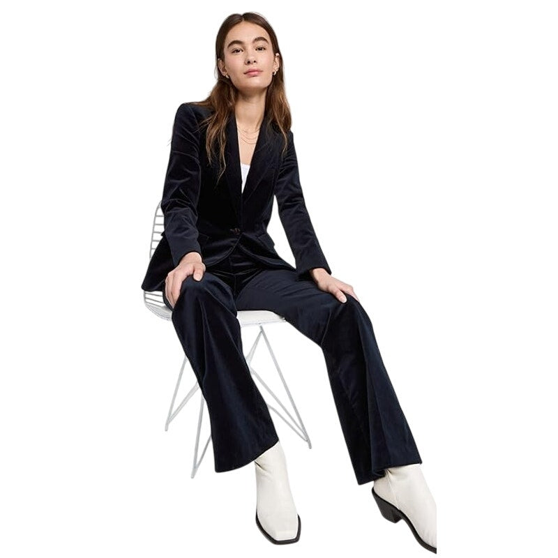 Theory Riding Blazer in Stretch Velvet Baltic Blue
