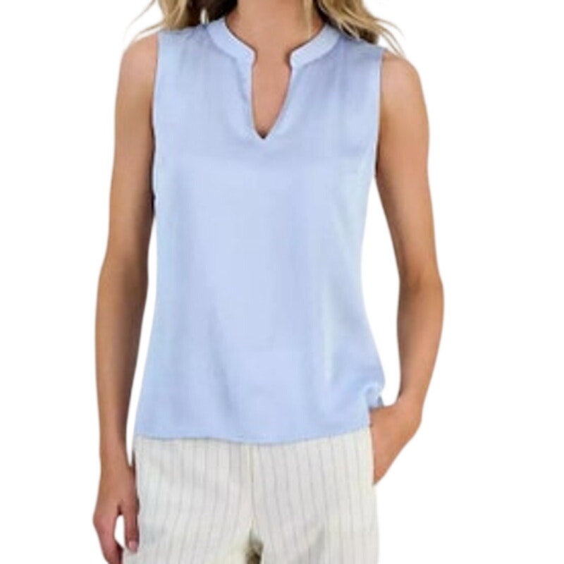 Bar III Women's Split-Neck Sleeveless Top in Chateau Blue