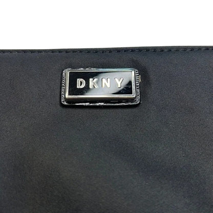 DKNY Solid Black Nylon Wristlet Wallet, Zipper Closure, Silver Hardware, NWT!