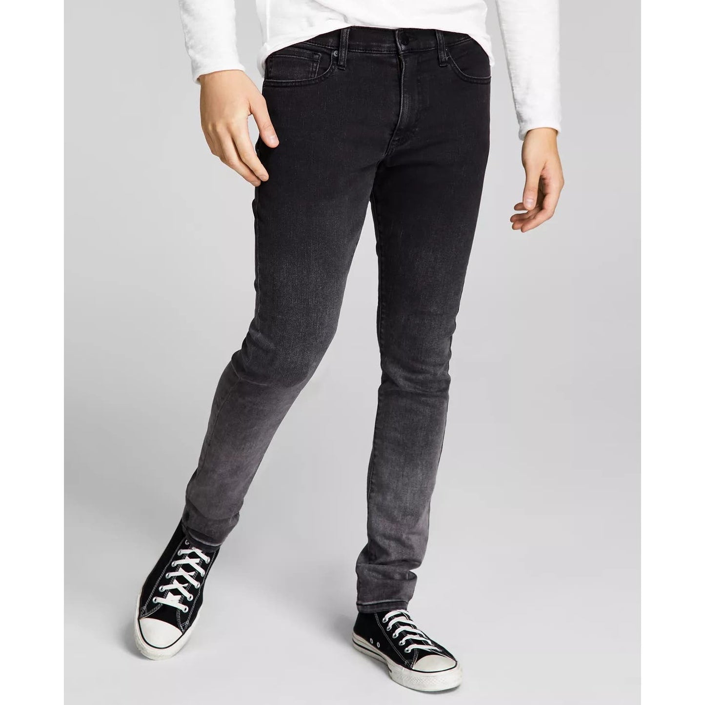AND NOW THIS Men's Dennett Skinny-Fit Stretch Ombre Fade Denim Jeans