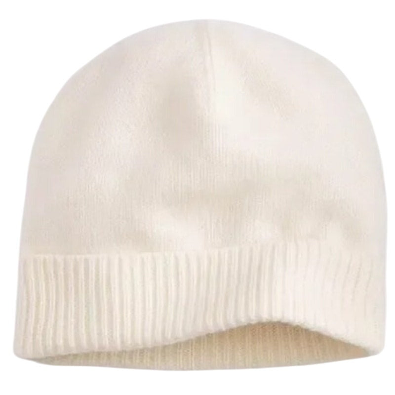 Charter Club 100% Cashmere Cuffed Beanie in Vanilla Ice Cream