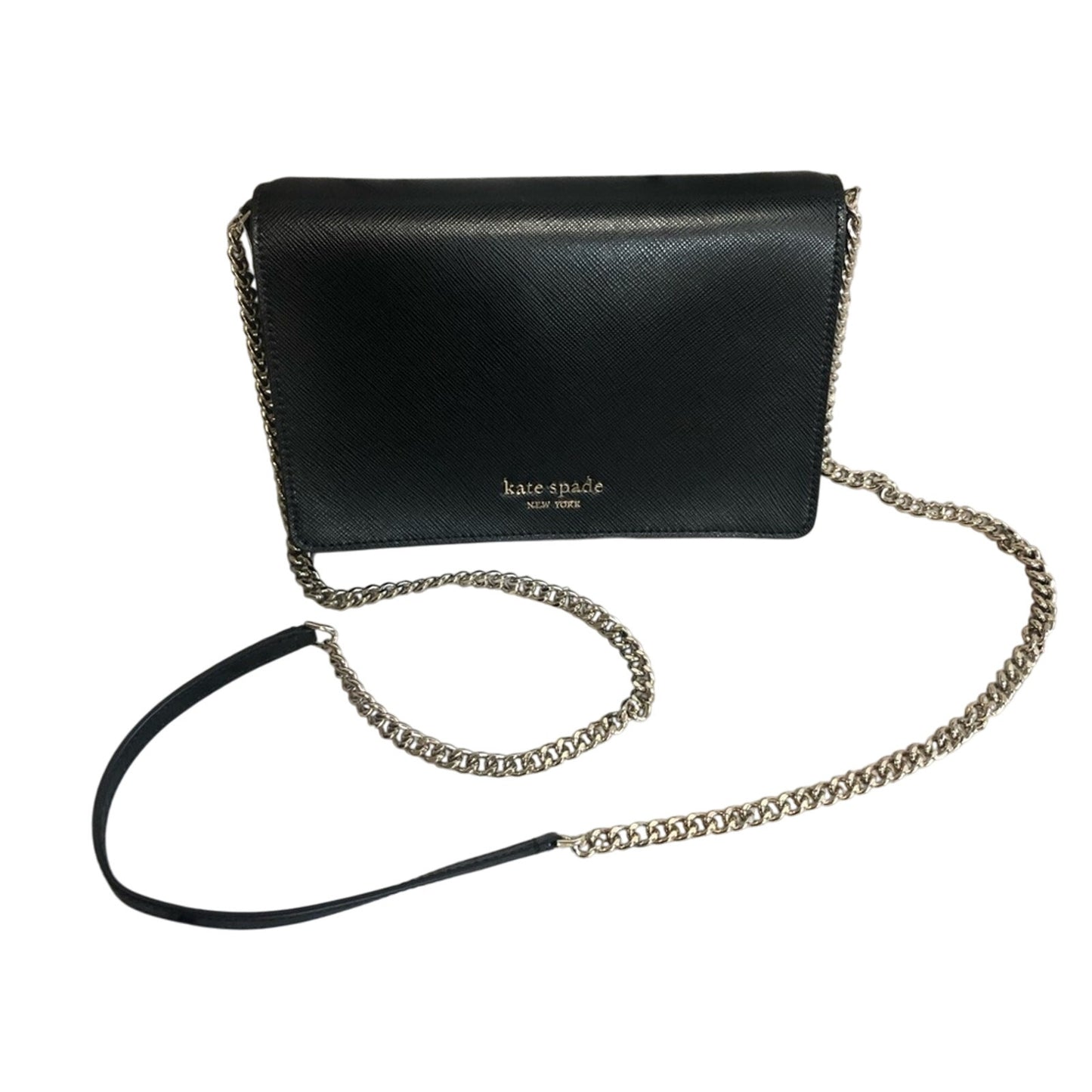 Kate Spade Black Leather “Spencer” Crossbody Wallet w/ Chain Strap