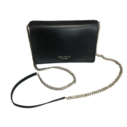 Kate Spade Black Leather “Spencer” Crossbody Wallet w/ Chain Strap