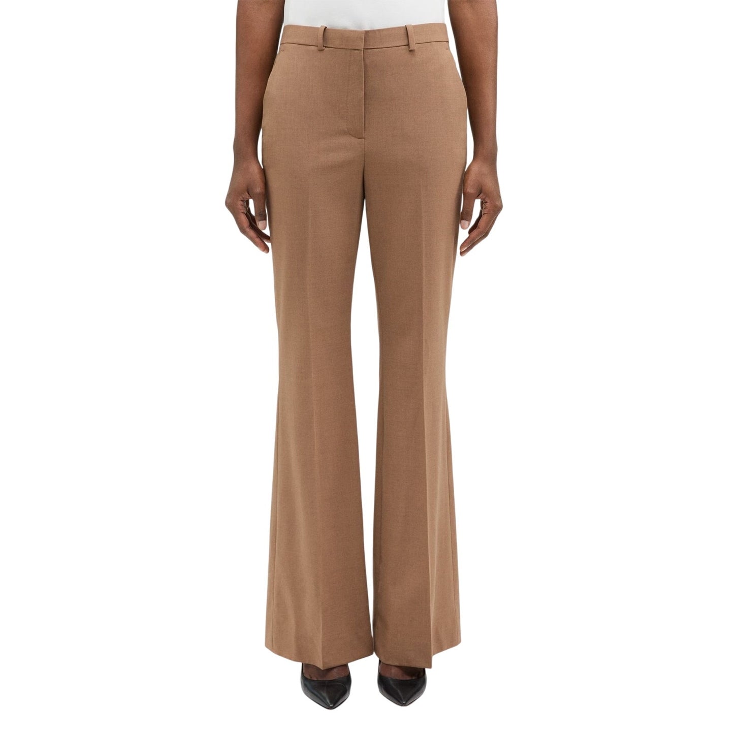 Theory Women's High-Waist Flare Pant in Palomino Stretch Wool, Size 0