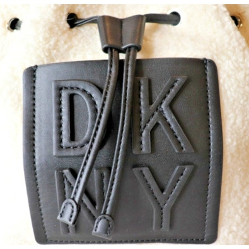 DKNY Ivory & Black Sherpa “Tilly” Drawstring Crossbody Bag, NWT!