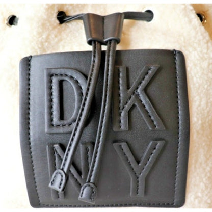 DKNY Ivory & Black Sherpa “Tilly” Drawstring Crossbody Bag, NWT!