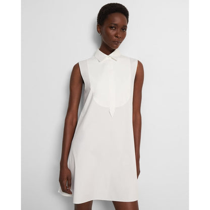 Theory Sleeveless Bib Tunic Dress White Luxe