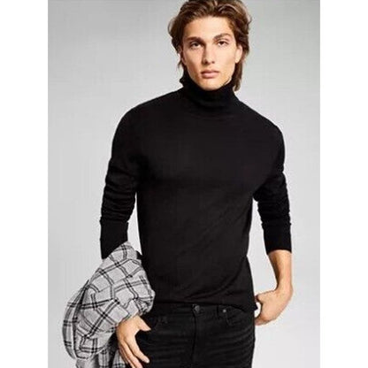 And Now This Men's Solid Black Turtleneck Sweater Black